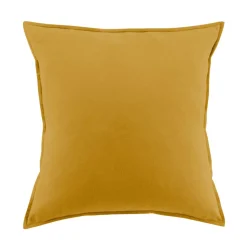Taie D'Oreiller, Traversin|EMINZA Taie d'oreiller carrée flanelle de coton (63 x 63 cm) Nina Jaune ocre