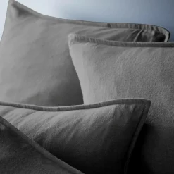 Taie D'Oreiller, Traversin|EMINZA Taie d'oreiller carrée flanelle de coton (80 x 80 cm) Nina Gris Anthracite