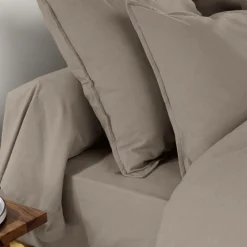 Taie D'Oreiller, Traversin|EMINZA Taie d'oreiller carrée flanelle de coton (80 x 80 cm) Nina Ficelle