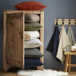 Taie D'Oreiller, Traversin|EMINZA Taie d'oreiller carrée flanelle de coton (80 x 80 cm) Nina Ficelle