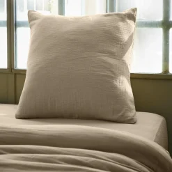 Taie D'Oreiller, Traversin|EMINZA Taie d'oreiller carrée gaze de coton (80 x 80 cm) Gaïa Ficelle