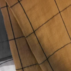 Taie D'Oreiller, Traversin|EMINZA Taie d'oreiller carrée gaze de coton (60 x 60 cm) Gaïa Match Camel