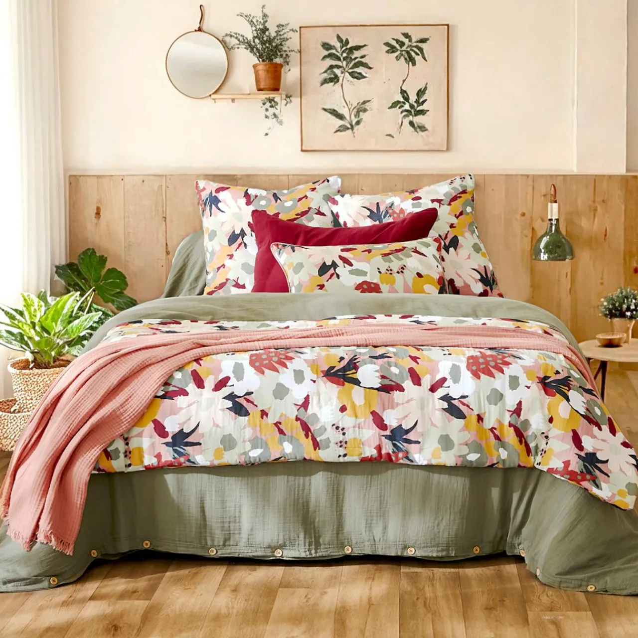 Taie D'Oreiller, Traversin|EMINZA Taie d'oreiller carrée gaze de coton (60 x 60 cm) Azel Multicolore