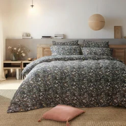 Taie D'Oreiller, Traversin|EMINZA Taie d'oreiller carrée gaze de coton (60 x 60 cm) Constance Bleu nuit