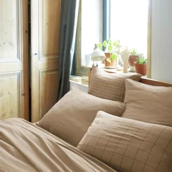 Taie D'Oreiller, Traversin|EMINZA Taie d'oreiller carrée gaze de coton (60 x 60 cm) Gaïa Match Ficelle