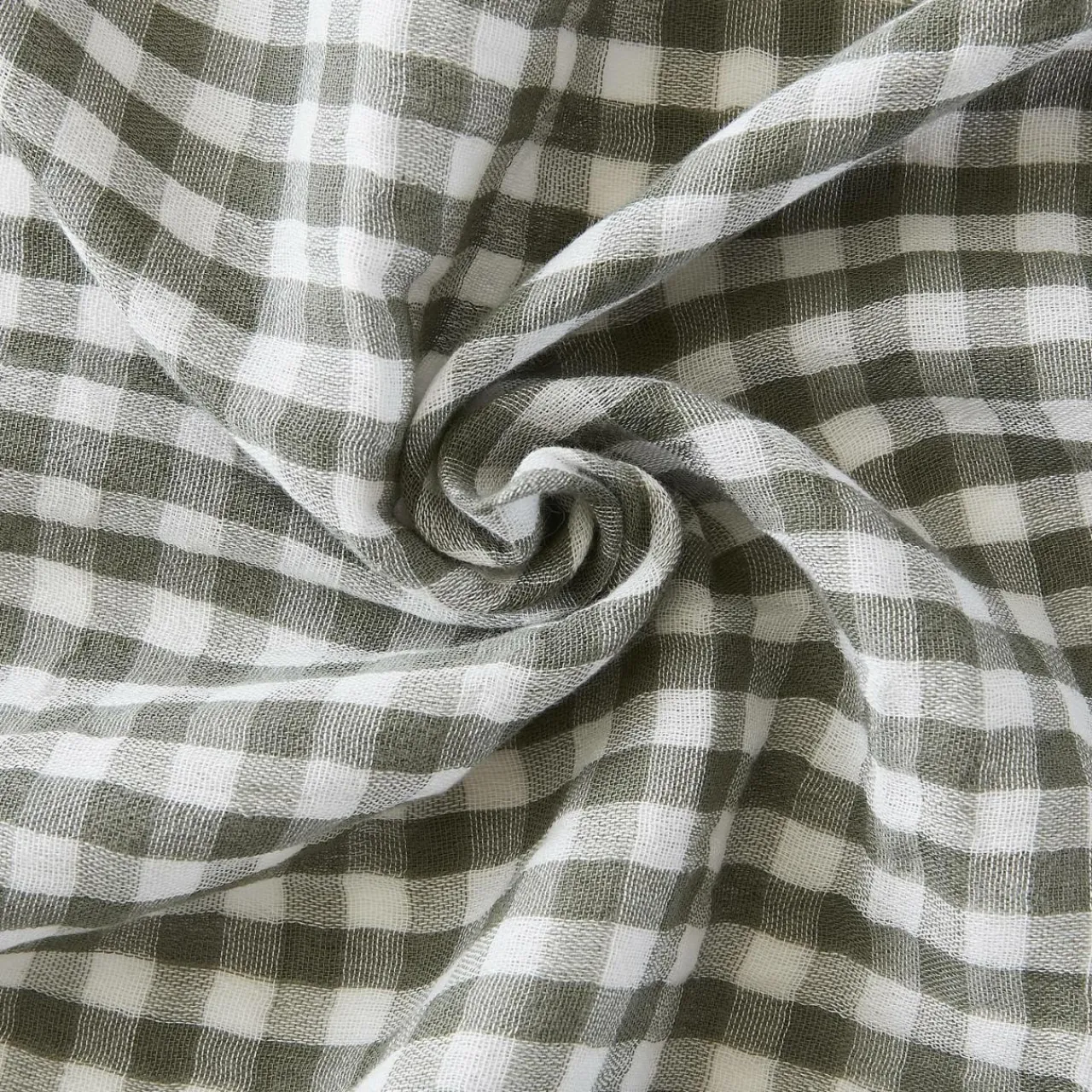 Taie D'Oreiller, Traversin|EMINZA Taie d'oreiller carrée gaze de coton (80 x 80 cm) Gaïa Vichy Vert romarin Vichy romarin