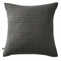 Taie D'Oreiller, Traversin|EMINZA Taie d'oreiller carrée gaze de coton (60 x 60 cm) Gaïa Mix Gris granit Gris foncé