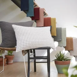 Taie D'Oreiller, Traversin|EMINZA Taie d'oreiller carrée gaze de coton (60 x 60 cm) Gaïa Mix Gris granit Gris foncé