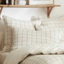 Taie D'Oreiller, Traversin|EMINZA Taie d'oreiller carrée gaze de coton (60 x 60 cm) Gaïa Match pampa Beige