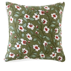 Taie D'Oreiller, Traversin|EMINZA Taie d'oreiller carrée gaze de coton (60 x 60 cm) Gaïa Marguerite Vert Romarin