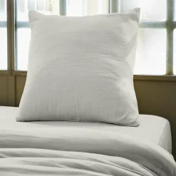 Taie D'Oreiller, Traversin|EMINZA Taie d'oreiller carrée gaze de coton (60 x 60 cm) Gaïa Gris nuage Gris clair