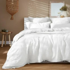 Taie D'Oreiller, Traversin|EMINZA Taie d'oreiller carrée lin lavé (60 x 60 cm) Louise he Blanc