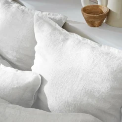 Taie D'Oreiller, Traversin|EMINZA Taie d'oreiller carrée lin lavé (80 x 80 cm) Louise he Blanc