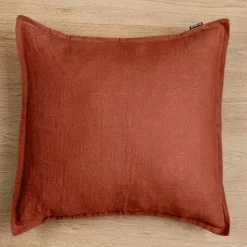 Taie D'Oreiller, Traversin|EMINZA Taie d'oreiller carrée lin lavé (80 x 80 cm) Louise Terracotta