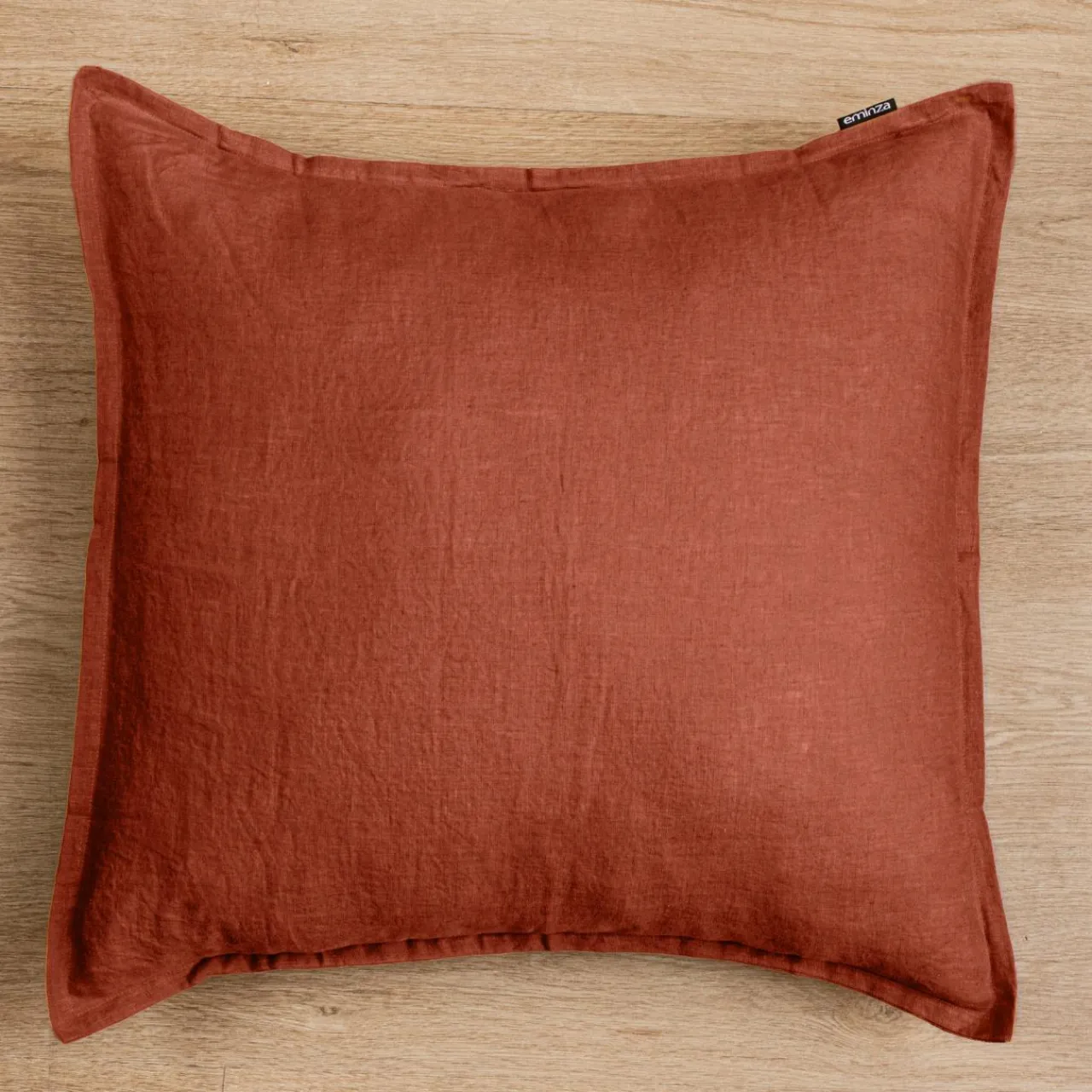 Taie D'Oreiller, Traversin|EMINZA Taie d'oreiller carrée lin lavé (80 x 80 cm) Louise Terracotta