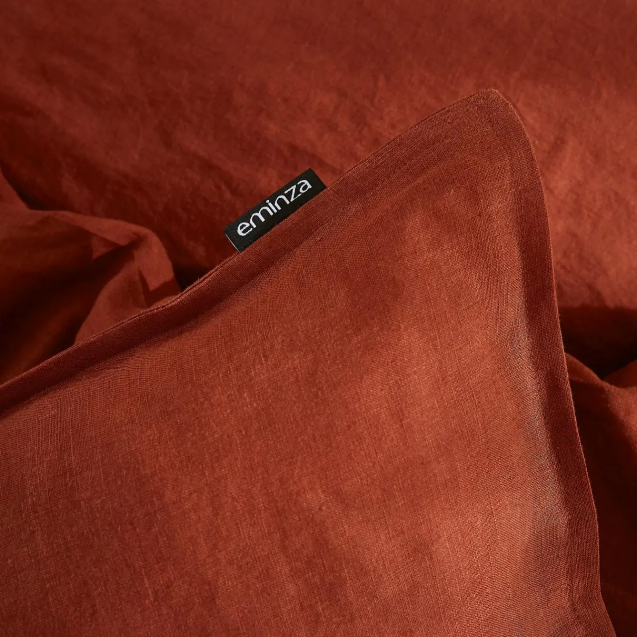 Taie D'Oreiller, Traversin|EMINZA Taie d'oreiller carrée lin lavé (80 x 80 cm) Louise Terracotta