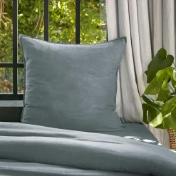 Taie D'Oreiller, Traversin|EMINZA Taie d'oreiller carrée lyocell Tencel™ lavé (63 x 63 cm) Olivia stone Bleu