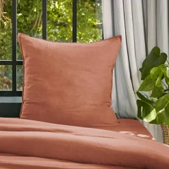 Taie D'Oreiller, Traversin|EMINZA Taie d'oreiller carrée lyocell Tencel™ lavé (63 x 63 cm) Olivia Terracotta