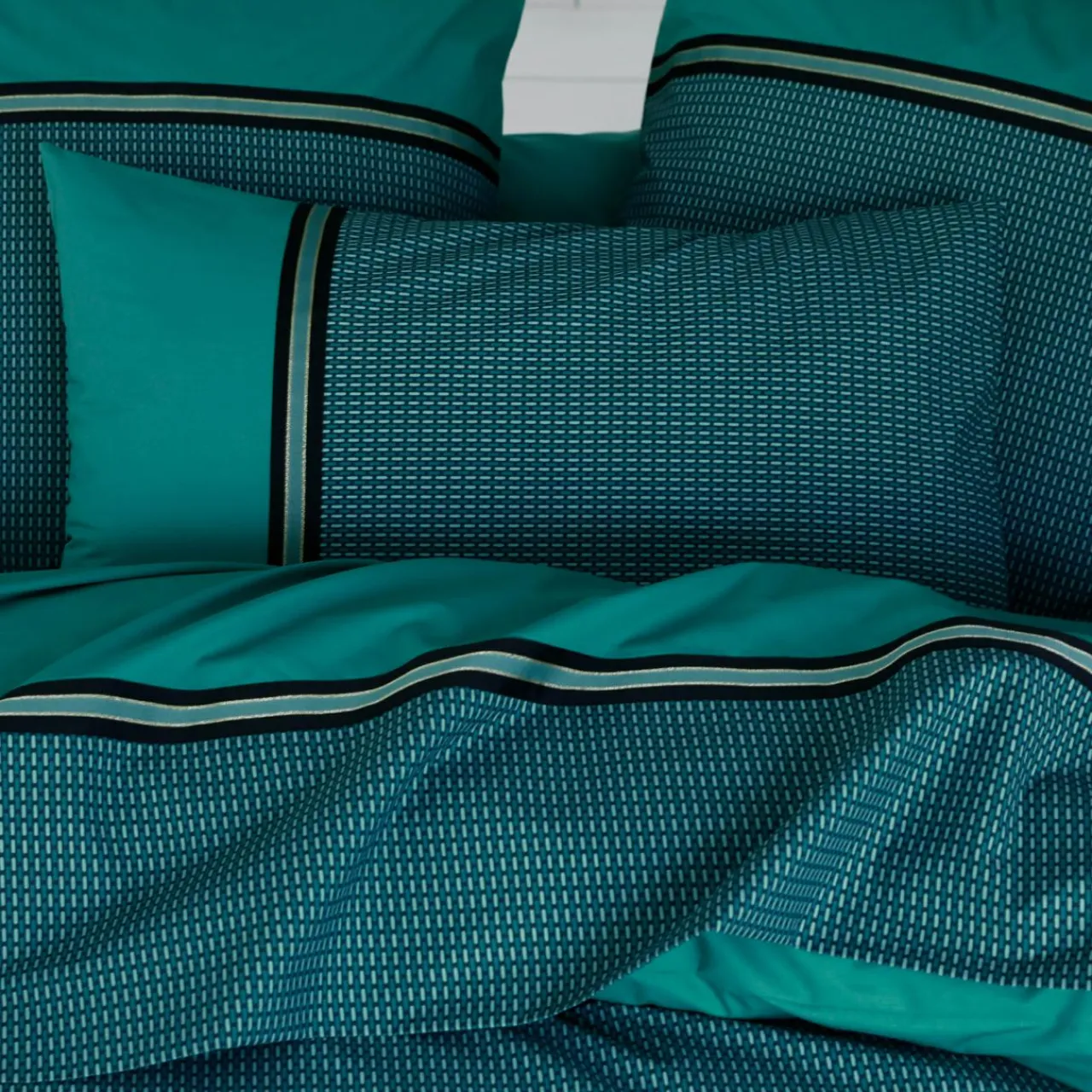 Taie D'Oreiller, Traversin|TRADI LINGE Taie d'oreiller carrée percale de coton (65 x 65 cm) Gustav émeraude Vert