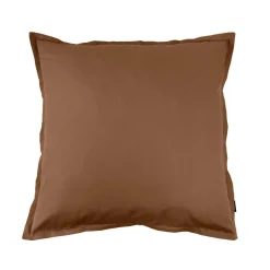 Taie D'Oreiller, Traversin|EMINZA Taie d'oreiller carrée percale de coton (65 x 65 cm) Cali Marron Chocolat