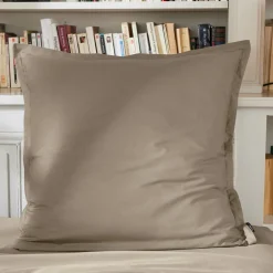 Taie D'Oreiller, Traversin|EMINZA Taie d'oreiller carrée percale de coton (80 x 80 cm) Cali Taupe