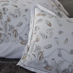 Taie D'Oreiller, Traversin|TRADILINGE Taie d'oreiller carrée percale de coton (65 x 65 cm) Plumes e Gris