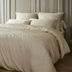 Taie D'Oreiller, Traversin|EMINZA Taie d'oreiller carrée satin de bambou (80 x 80 cm) Sienna Beige