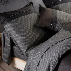 Taie D'Oreiller, Traversin|TRADI LINGE Taie d'oreiller carrée satin de coton (65 x 65 cm) Enzo e Noir