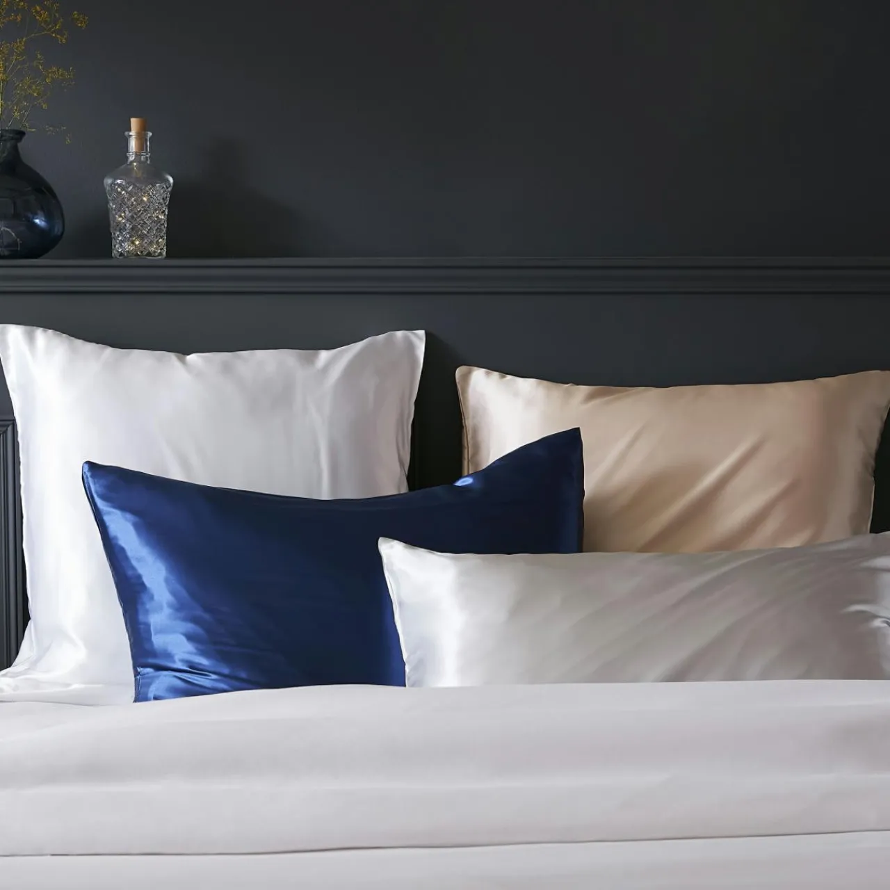 Taie D'Oreiller, Traversin|EMINZA Taie d'oreiller carrée soie de mûrier (80 x 80 cm) Mizuki he Blanc