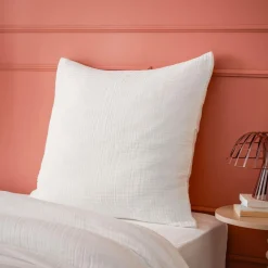 Taie D'Oreiller, Traversin|EMINZA Taie d'oreiller quadruple gaze de coton (50 x 80 cm) Victoria x Gaïa chantilly Blanc