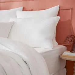 Taie D'Oreiller, Traversin|EMINZA Taie d'oreiller quadruple gaze de coton (50 x 80 cm) Victoria x Gaïa chantilly Blanc