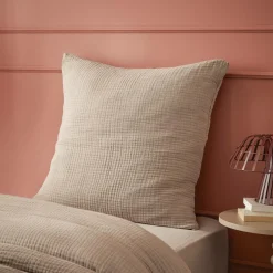 Taie D'Oreiller, Traversin|EMINZA Taie d'oreiller quadruple gaze de coton (60 x 60 cm) Victoria x Gaïa Ficelle