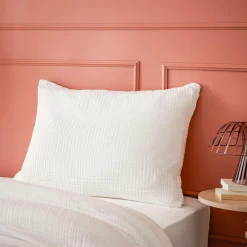 Taie D'Oreiller, Traversin|EMINZA Taie d'oreiller quadruple gaze de coton (50 x 70 cm) Victoria x Gaïa chantilly Blanc