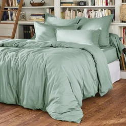 Taie D'Oreiller, Traversin|EMINZA Taie d'oreiller rectangulaire percale de coton (50 x 70 cm) Cali Vert Eucalyptus
