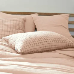 Taie D'Oreiller, Traversin|EMINZA Taie d'oreiller rectangulaire gaze de coton (50 x 70 cm) Gaïa Mix Rose poudré