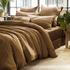 Taie D'Oreiller, Traversin|EMINZA Taie d'oreiller rectangulaire gaze de coton (50 x 80 cm) Gaïa Camel