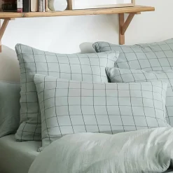 Taie D'Oreiller, Traversin|EMINZA Taie d'oreiller rectangulaire gaze de coton (50 x 70 cm) Gaïa Match Vert Eucalyptus