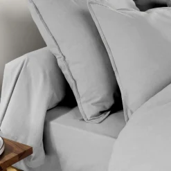 Taie D'Oreiller, Traversin|EMINZA Taie d'oreiller rectangulaire flanelle de coton (50 x 70 cm) Nina Gris clair