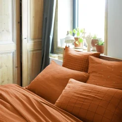 Taie D'Oreiller, Traversin|EMINZA Taie d'oreiller rectangulaire gaze de coton (50 x 70 cm) Gaïa Match Abricot