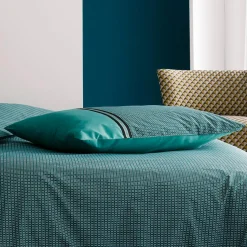 Taie D'Oreiller, Traversin|TRADI LINGE Taie d'oreiller rectangulaire percale de coton (50 x 70 cm) Gustav émeraude Vert
