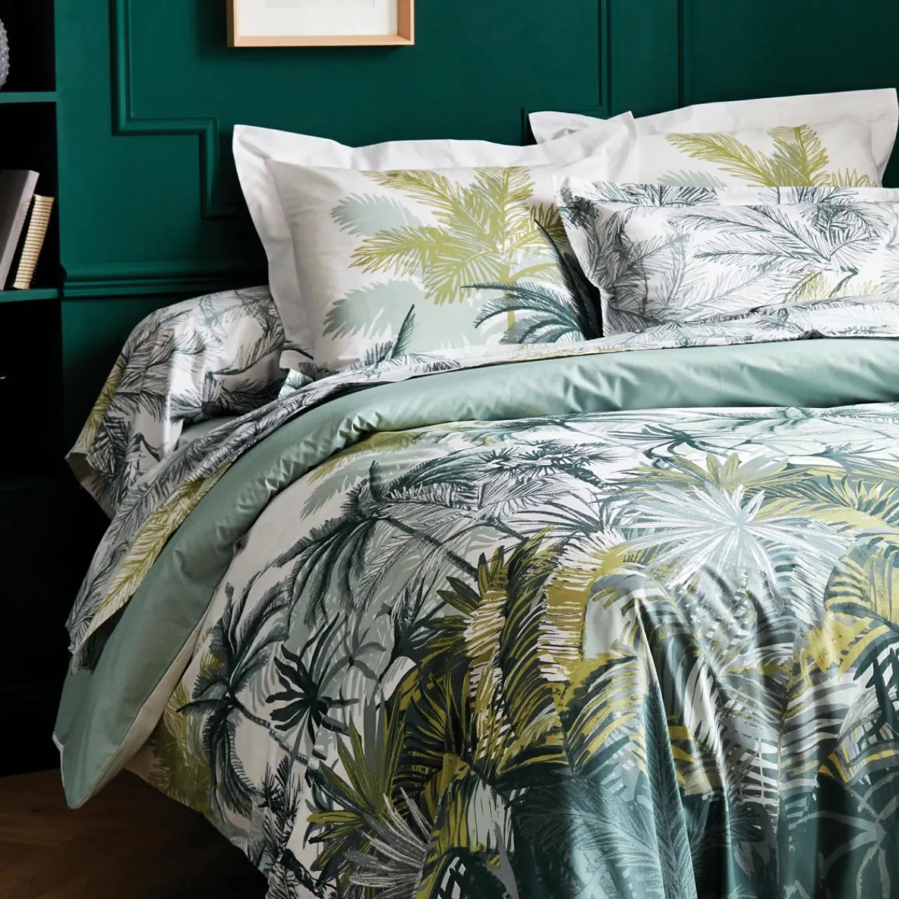 Taie D'Oreiller, Traversin|TRADILINGE Taie d'oreiller rectangulaire percale de coton (50 x 70 cm) Trinidad Mousson e Vert