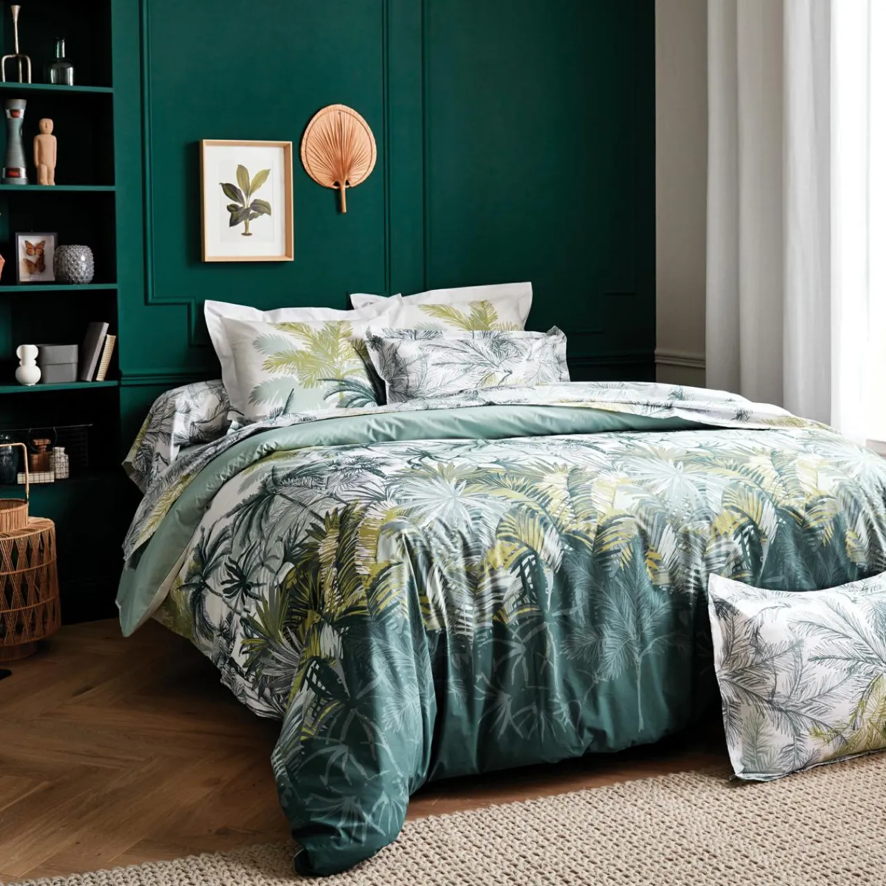 Taie D'Oreiller, Traversin|TRADILINGE Taie d'oreiller rectangulaire percale de coton (50 x 70 cm) Trinidad Mousson e Vert