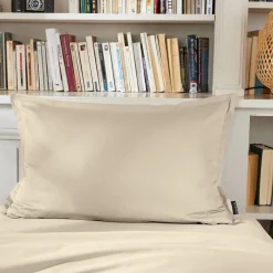 Taie D'Oreiller, Traversin|EMINZA Taie d'oreiller rectangulaire percale de coton (50 x 70 cm) Cali Beige