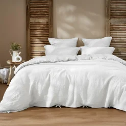 Taie D'Oreiller, Traversin|EMINZA Taie d'oreiller rectangulaire lin lavé (50 x 80 cm) Louise he Blanc