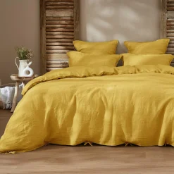 Taie D'Oreiller, Traversin|EMINZA Taie d'oreiller rectangulaire lin lavé (50 x 70 cm) Louise Jaune moutarde