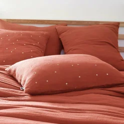 Taie D'Oreiller, Traversin|EMINZA Taie d'oreiller rectangulaire gaze de coton (50 x 70 cm) Gaïa Chic Terracotta