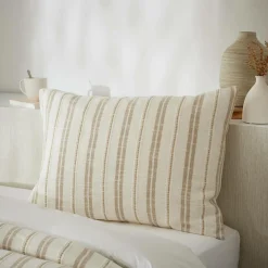 Taie D'Oreiller, Traversin|EMINZA Taie d'oreiller rectangulaire réversible coton texturé et percale (50 x 70 cm) Alice Ficelle