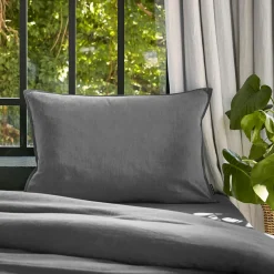 Taie D'Oreiller, Traversin|EMINZA Taie d'oreiller rectangulaire lyocell Tencel™ lavé (50 x 70 cm) Olivia granit Gris
