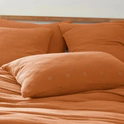 Taie D'Oreiller, Traversin|EMINZA Taie d'oreiller rectangulaire gaze de coton (50 x 70 cm) Gaïa Boho Abricot