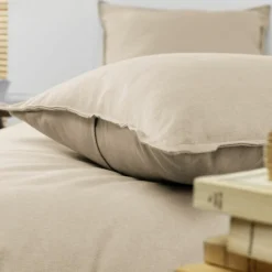 Taie D'Oreiller, Traversin|EMINZA Taie d'oreiller rectangulaire flanelle de coton (50 x 80 cm) Nina Beige